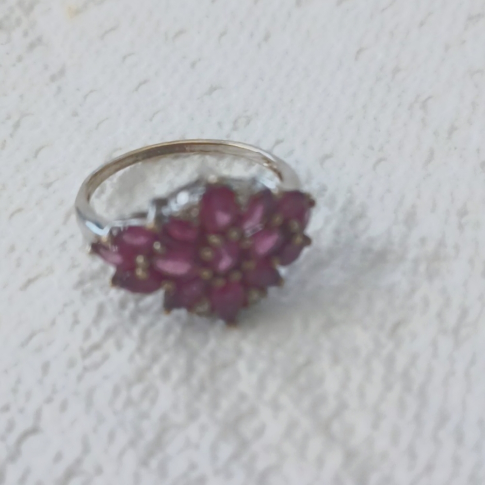 Size 10 ring silver with plum stones